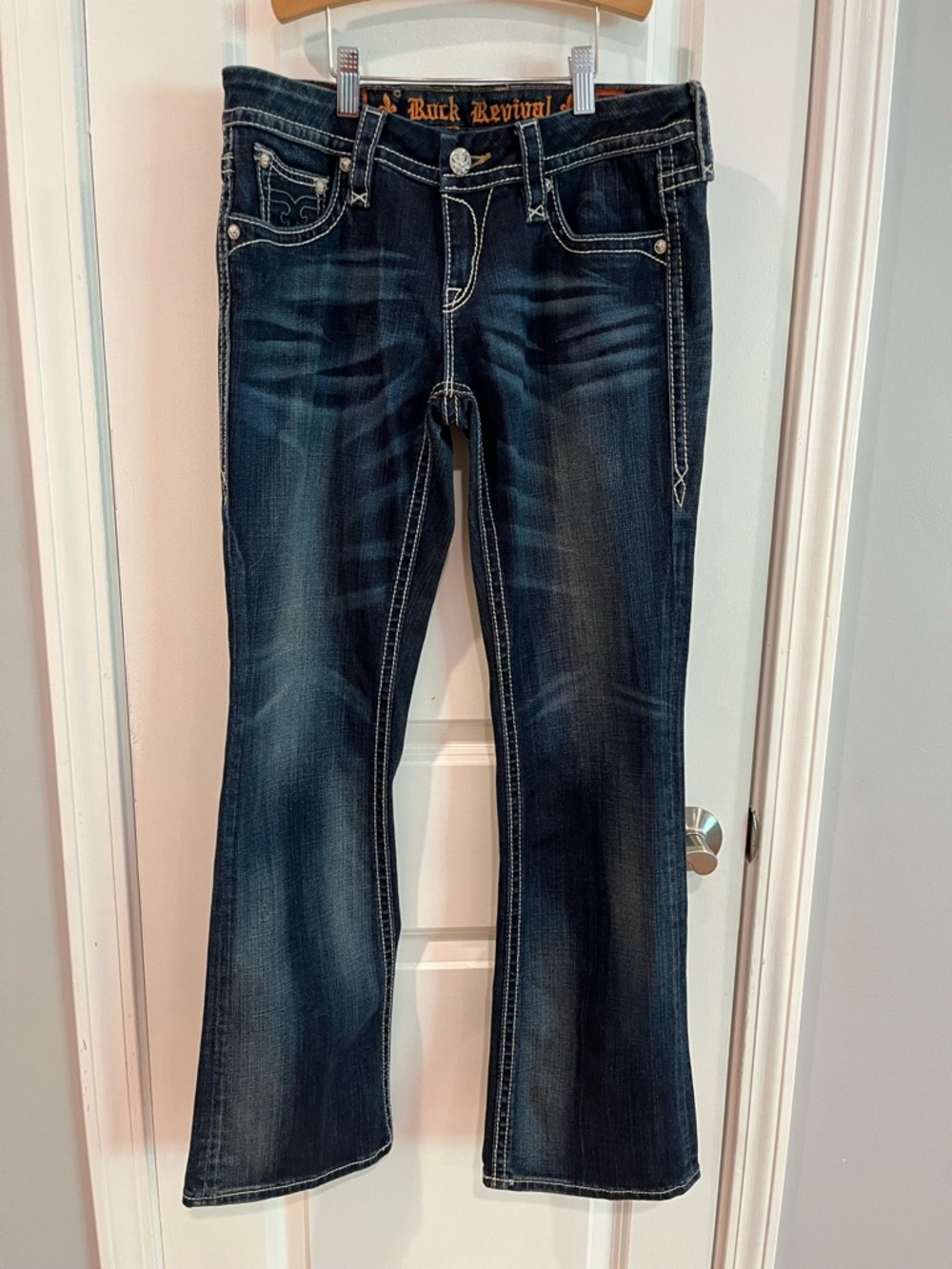 Camila Dark Blue Flared Jeans with Contrast Stitching